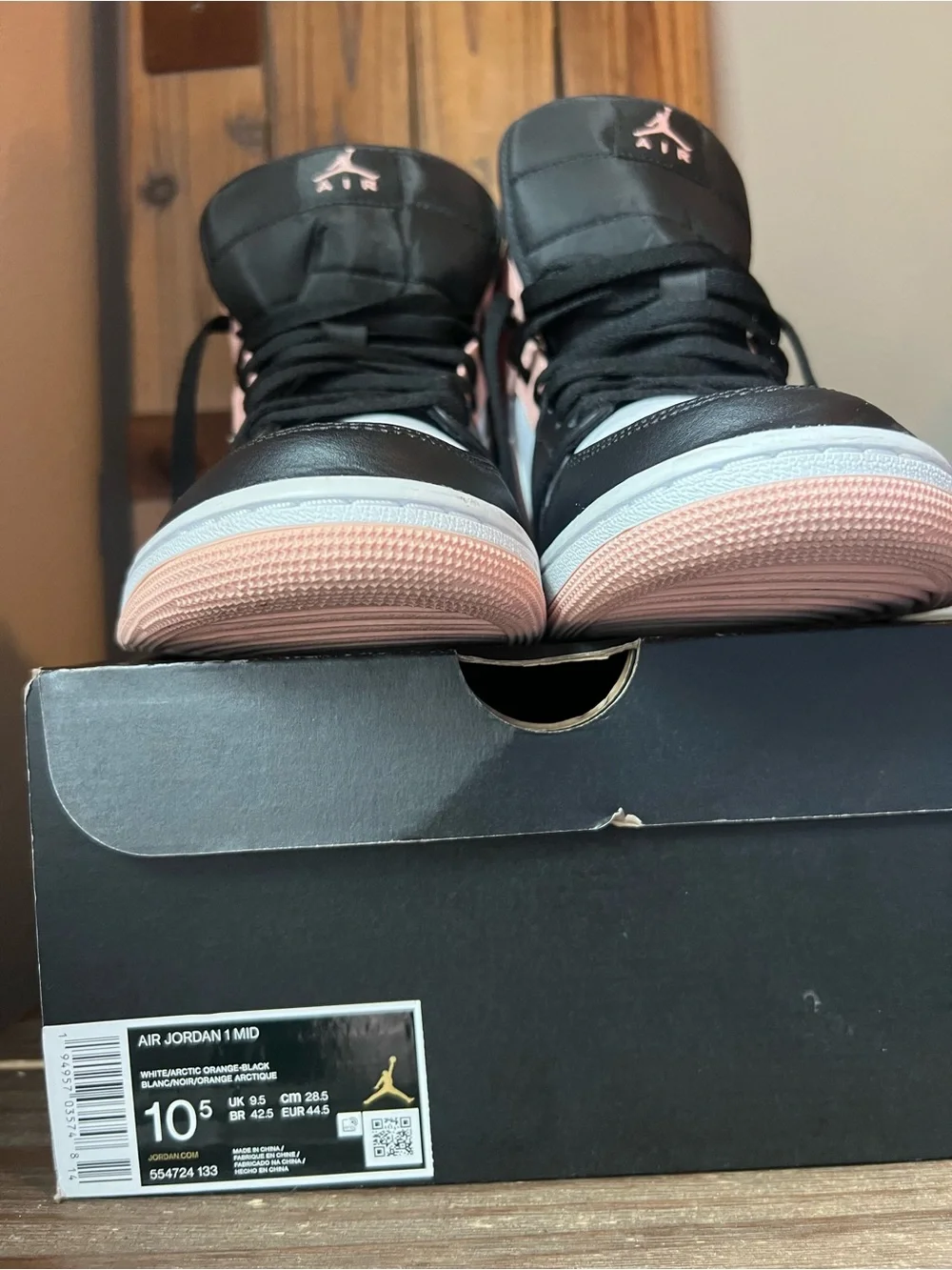 Nike Air Jordan 1 Mid Sneakers - Pink/Black/White